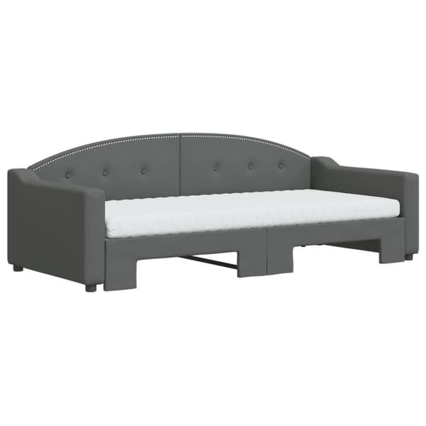 daybed med udtræk og madras 90x200 cm stof mørkegrå
