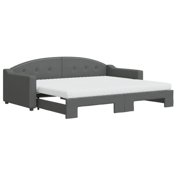 daybed med udtræk og madras 90x200 cm stof mørkegrå