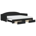 Miniatyrbillede 2 af 10: daybed med udtræk og skuffer 80x200 cm stof sort