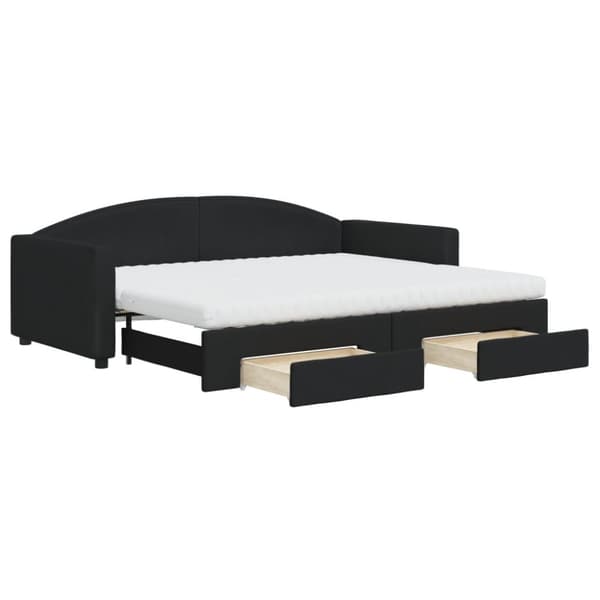 daybed med udtræk og skuffer 80x200 cm stof sort