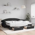 Miniatyrbillede 1 af 10: daybed med udtræk og skuffer 80x200 cm stof sort