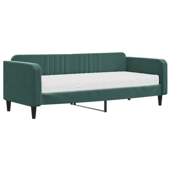 Dagbädd med madrass mörkgrön 90x200 cm sammet