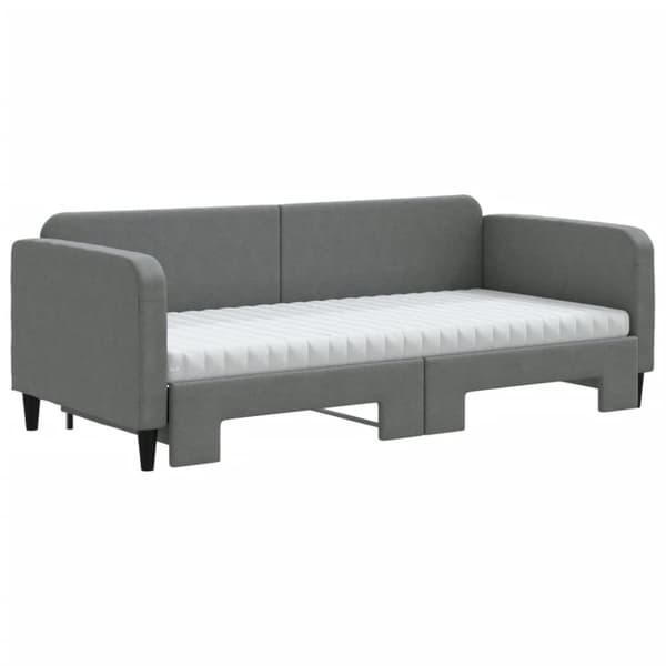 Dagbädd med extrabädd och madrasser mörkgrå 90x190 cm tyg