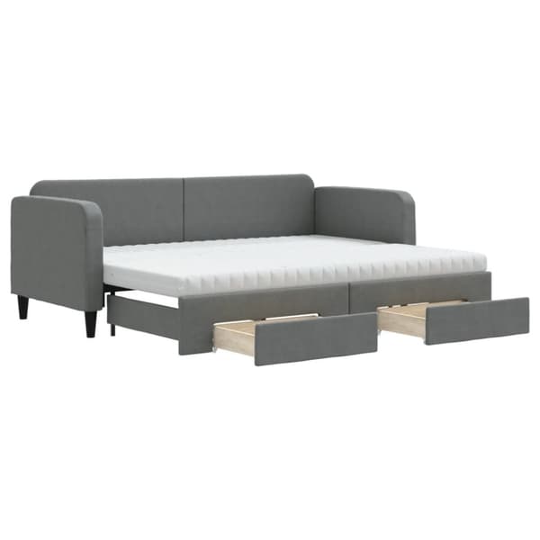 daybed med udtræk og skuffer 80x200 cm stof mørkegrå
