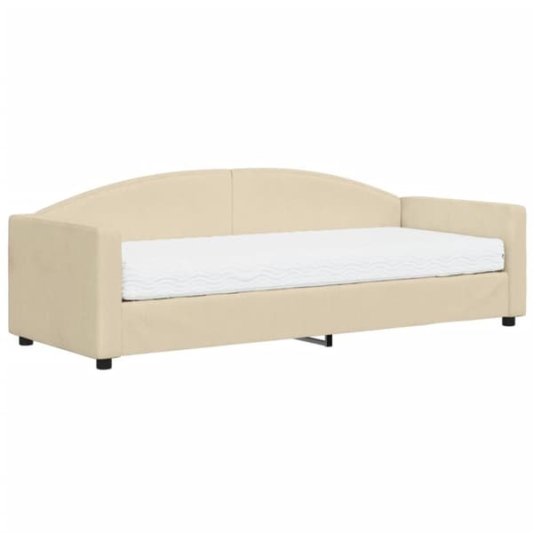 Dagbädd med madrass beige 80x200 cm tyg