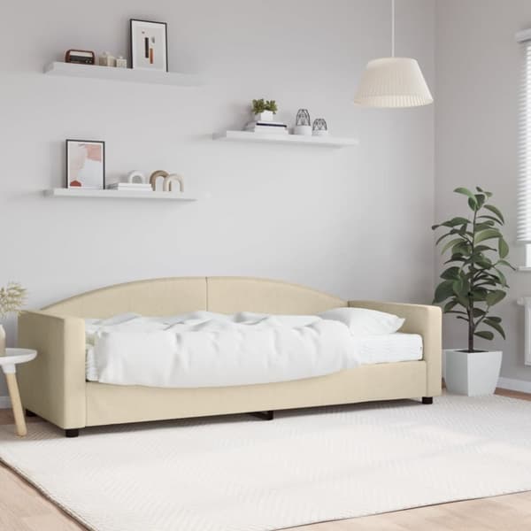 Dagbädd med madrass beige 80x200 cm tyg