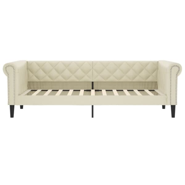 Dagbädd med madrass gräddvit 90x200 cm konstläder