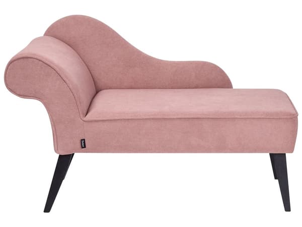Divaani vaaleanpunainen kangas verhoiltu puujalat vasenkätinen yhdelle glamour