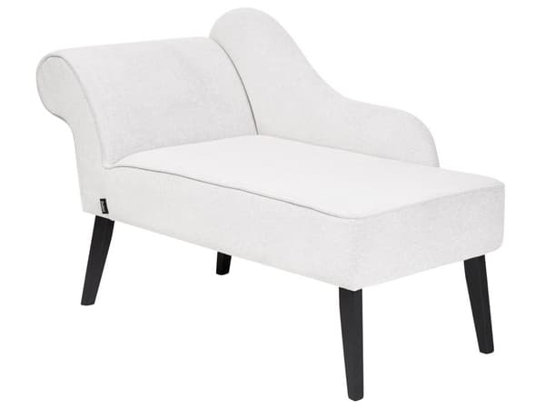 Divaani valkoinen kangas verhoiltu puujalat vasenkätinen yhdelle glamour