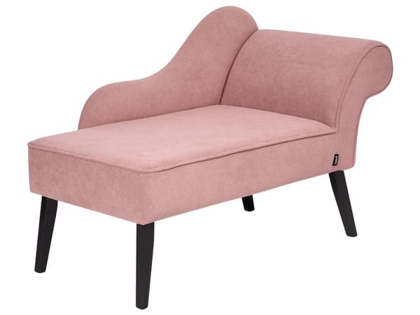 Divaani vaaleanpunainen kangas verhoiltu puujalat oikeakätinen yhdelle glamour