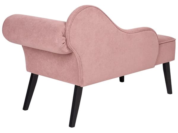 Chaiselong Lyserødt polyesterstofbetræk Sorte træben Højrehånds retrodesign
