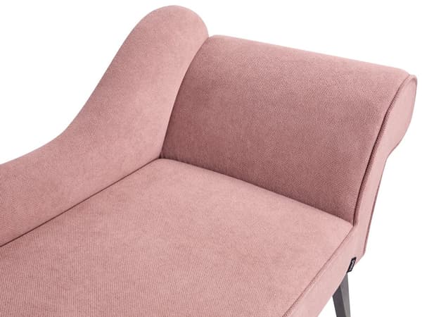 Chaiselong Lyserødt polyesterstofbetræk Sorte træben Højrehånds retrodesign