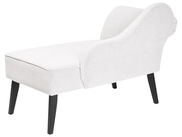 Schäslong Vit klädsel i polyestertyg Svarta träben Vänster retrodesign