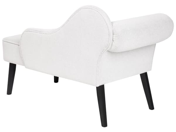 Schäslong Vit klädsel i polyestertyg Svarta träben Vänster retrodesign