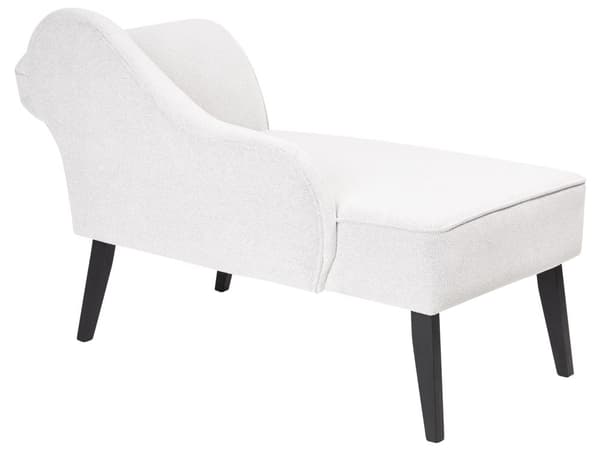 Schäslong Vit klädsel i polyestertyg Svarta träben Höger Retro Design