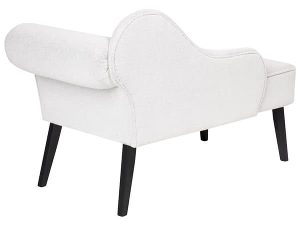 Schäslong Vit klädsel i polyestertyg Svarta träben Höger Retro Design