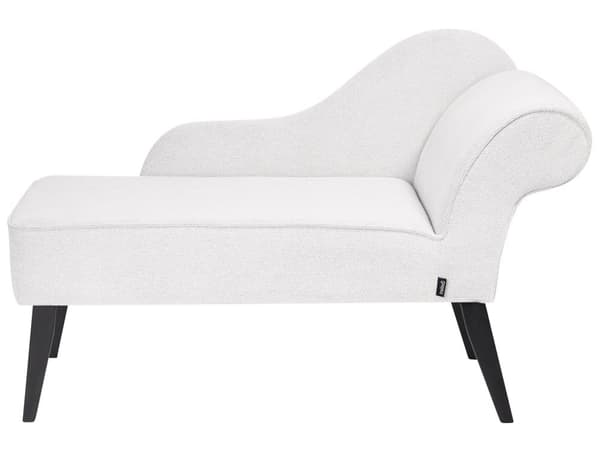 Schäslong Vit klädsel i polyestertyg Svarta träben Höger Retro Design