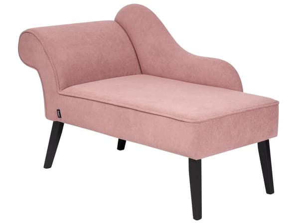 Schäslong Rosa klädsel i polyestertyg Svarta träben Vänster retrodesign
