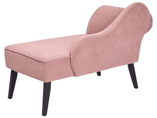 Schäslong Rosa klädsel i polyestertyg Svarta träben Vänster retrodesign