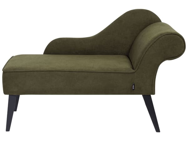 Schäslong Grön klädsel i polyestertyg Svarta träben Höger Retro Design