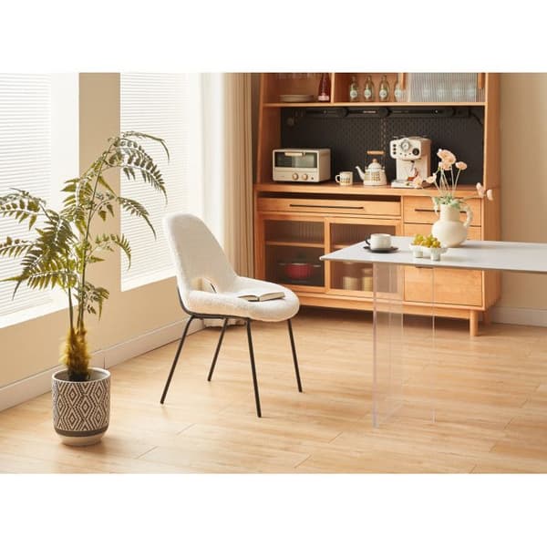 KOSMI - Matsalsstol i LUCAS beige tyg med frottélook