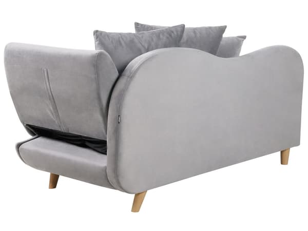 Chaiselong Lysegrå Velour Lyst Træben 2 Personers Blød Polstret Hjørnesofa Daybed med Opbevaring Stue Retro Rygpuder Tilbehør Inspiration