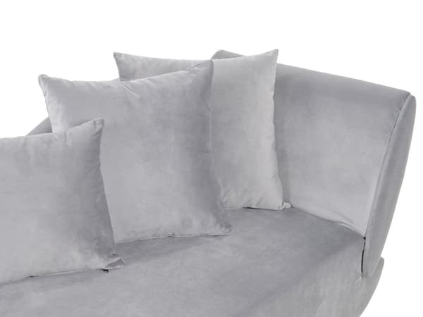 Chaiselong Lysegrå Velour Lyst Træben 2 Personers Blød Polstret Hjørnesofa Daybed med Opbevaring Stue Retro Rygpuder Tilbehør Inspiration