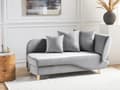 Miniatyrbillede 2 af 11: Chaiselong Lysegrå Velour Lyst Træben 2 Personers Blød Polstret Hjørnesofa Daybed med Opbevaring Stue Retro Rygpuder Tilbehør Inspiration