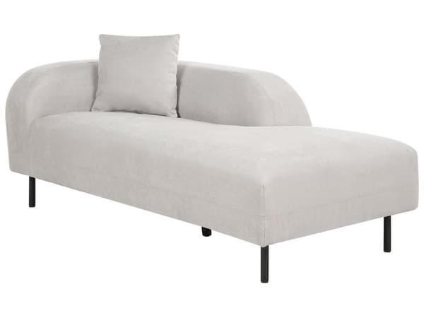 Chaiselong lysegrå 170 x 65 x 84 cm stof metal venstrevendt hånd dekorativ pude retro moderne stil