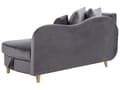 Miniatyrbillede 9 af 11: Chaiselong Mørkegrå Velour Lyst Træben 2 Personers Blød Polstret Hjørnesofa Daybed med Opbevaring Stue Retro Rygpuder Tilbehør Inspiration