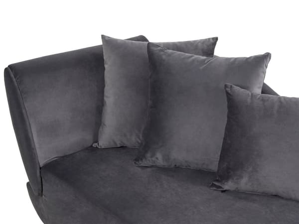 Chaiselong Mørkegrå Velour Lyst Træben 2 Personers Blød Polstret Hjørnesofa Daybed med Opbevaring Stue Retro Rygpuder Tilbehør Inspiration