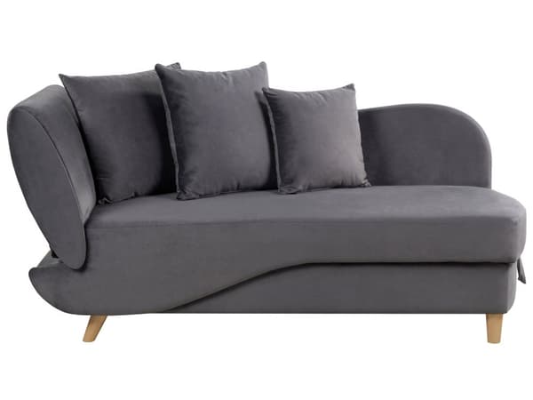 Chaiselong Mørkegrå Velour Lyst Træben 2 Personers Blød Polstret Hjørnesofa Daybed med Opbevaring Stue Retro Rygpuder Tilbehør Inspiration
