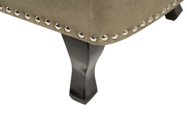 Schäslong Olivgrön sammetsklädsel Höger handknappade spikskallar Chesterfield Stil Vardagsrumsmöbler