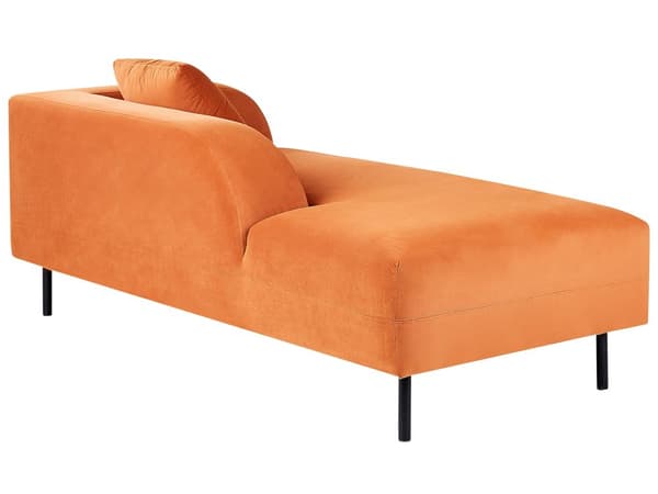 Schäslong Orange Sammet 2 Sittplatser Högervänd Med Dyna Retro Minimalistisk Vardagsrum