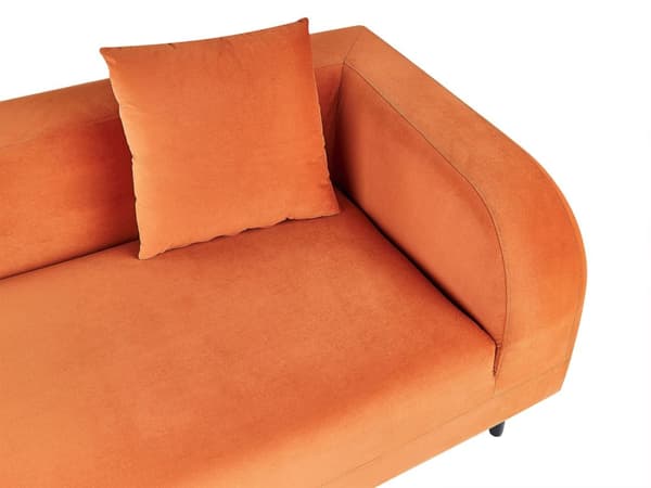Schäslong Orange Sammet 2 Sittplatser Högervänd Med Dyna Retro Minimalistisk Vardagsrum