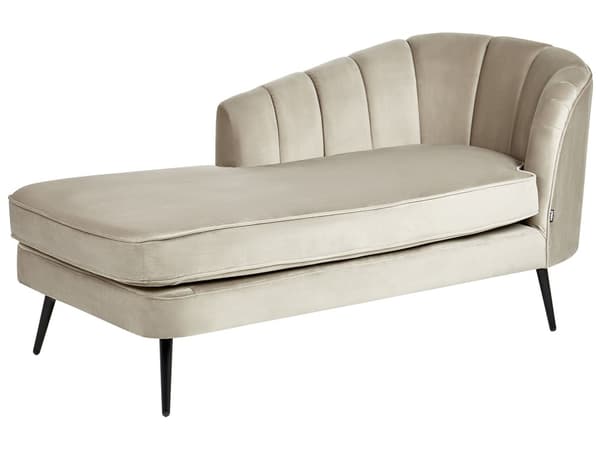 Divaani beige sametti verhoilu mustat metalli jalat oikea moderni glamour