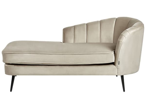 Divaani beige sametti verhoilu mustat metalli jalat oikea moderni glamour