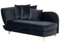 Miniatyrbillede 7 af 11: Chaiselong Sort Velour Lyst Træben 2 Personers Blød Polstret Hjørnesofa Daybed med Opbevaring Stue Retro Rygpuder Tilbehør Inspiration