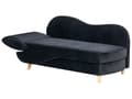 Miniatyrbillede 8 af 11: Chaiselong Sort Velour Lyst Træben 2 Personers Blød Polstret Hjørnesofa Daybed med Opbevaring Stue Retro Rygpuder Tilbehør Inspiration