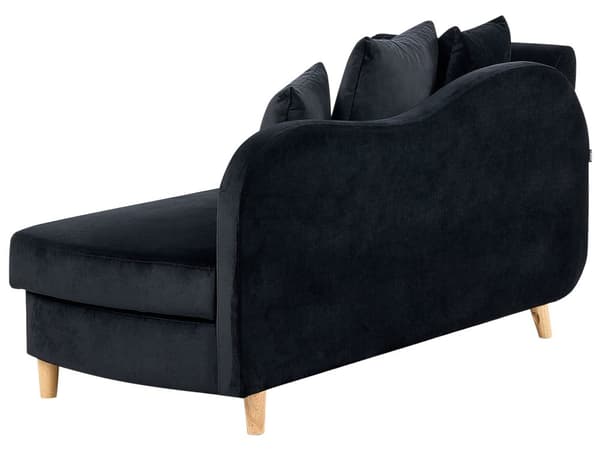 Chaiselong Sort Velour Lyst Træben 2 Personers Blød Polstret Hjørnesofa Daybed med Opbevaring Stue Retro Rygpuder Tilbehør Inspiration