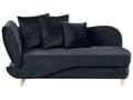Miniatyrbillede 1 af 11: Chaiselong Sort Velour Lyst Træben 2 Personers Blød Polstret Hjørnesofa Daybed med Opbevaring Stue Retro Rygpuder Tilbehør Inspiration