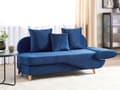 Miniatyrbillede 7 af 11: Chaiselong Blå Velour Lyst Træben 2 Personers Blød Polstret Hjørnesofa Daybed med Opbevaring Stue Retro Rygpuder Tilbehør Inspiration