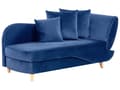 Miniatyrbillede 8 af 11: Chaiselong Blå Velour Lyst Træben 2 Personers Blød Polstret Hjørnesofa Daybed med Opbevaring Stue Retro Rygpuder Tilbehør Inspiration