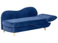 Miniatyrbillede 9 af 11: Chaiselong Blå Velour Lyst Træben 2 Personers Blød Polstret Hjørnesofa Daybed med Opbevaring Stue Retro Rygpuder Tilbehør Inspiration
