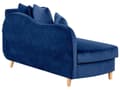 Miniatyrbillede 11 af 11: Chaiselong Blå Velour Lyst Træben 2 Personers Blød Polstret Hjørnesofa Daybed med Opbevaring Stue Retro Rygpuder Tilbehør Inspiration