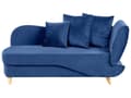 Miniatyrbillede 1 af 11: Chaiselong Blå Velour Lyst Træben 2 Personers Blød Polstret Hjørnesofa Daybed med Opbevaring Stue Retro Rygpuder Tilbehør Inspiration