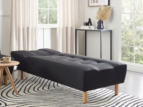 Chaiselong Sort Polyester Daybed med Justerbart Ryglæn Gæsteseng Multifunktionel Chaise Sofa Moderne til Stuen
