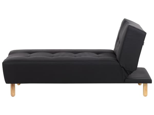 Chaiselong Sort Polyester Daybed med Justerbart Ryglæn Gæsteseng Multifunktionel Chaise Sofa Moderne til Stuen