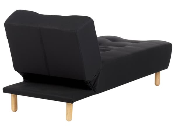 Chaiselong Sort Polyester Daybed med Justerbart Ryglæn Gæsteseng Multifunktionel Chaise Sofa Moderne til Stuen