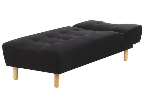 Chaiselong Sort Polyester Daybed med Justerbart Ryglæn Gæsteseng Multifunktionel Chaise Sofa Moderne til Stuen